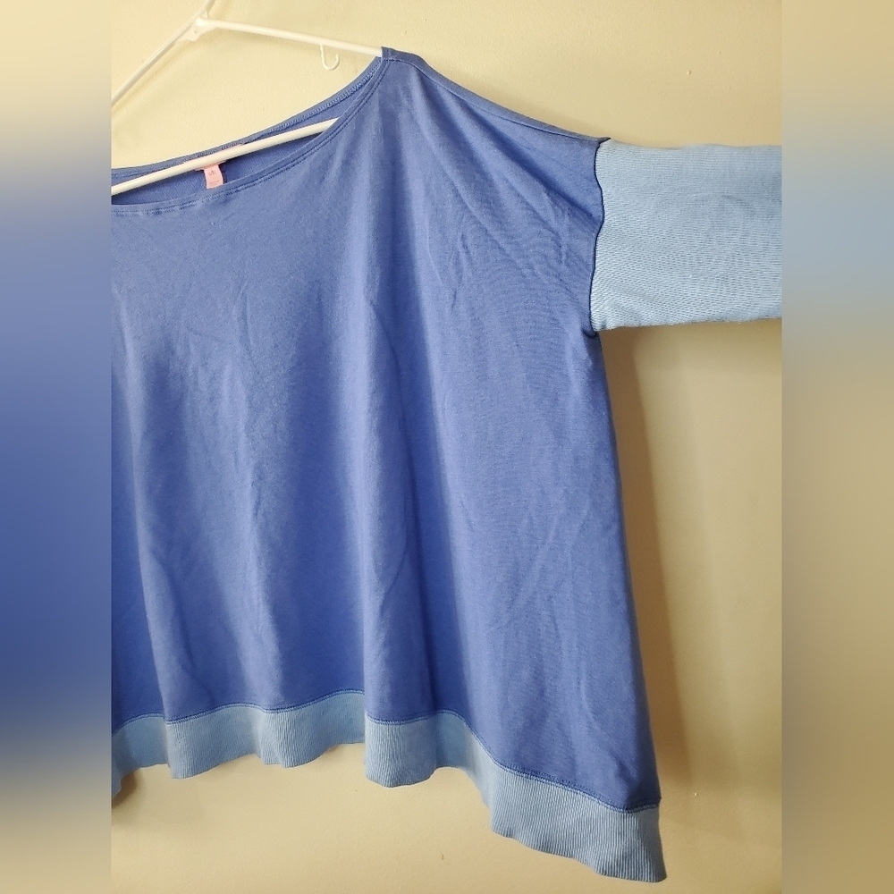 Lilly Pulitzer Two Toned Boxy Oversized Top Size Small/Medium Lagenlook Flowy - Picture 6 of 15